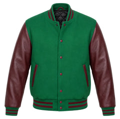 Kelly Green and Maroon Varsity Jacket