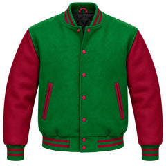 Kelly Green and Maroon Wool Letterman Jacket