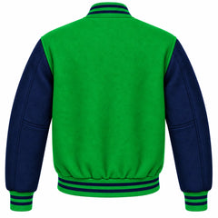 Kelly Green and Navy Blue Wool Letterman Jacket