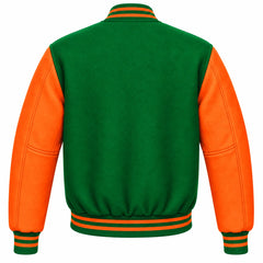 Kelly Green and Orange Wool Letterman Jacket