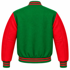 Kelly Green and Red Wool Varsity Jacket