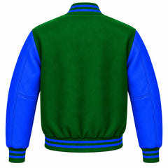 Kelly Green and Royal Blue Wool Varsity Jacket