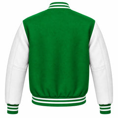 Kelly Green and White Wool Varsity Jacket