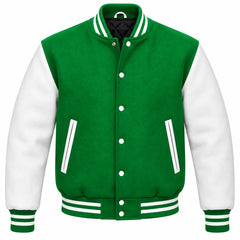 Kelly Green and White Wool Varsity Jacket