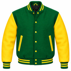 Kelly Green and Yellow Wool Letterman Jacket