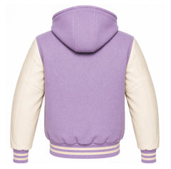 Lavender and Cream Hooded Varsity Jacket