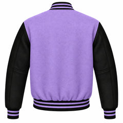 Lavender and Black Wool Letterman Jacket