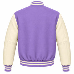 Lavender and Cream Wool Letterman Jacket