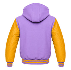 Lavender and Gold Hooded Letterman Jacket