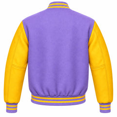 Lavender and Gold Wool Varsity Jacket