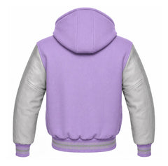 Lavender and Grey Hooded Varsity Jacket