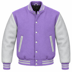 Lavender and Grey Wool Varsity Jacket