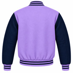 Lavender and Navy Blue Wool Varsity Jacket
