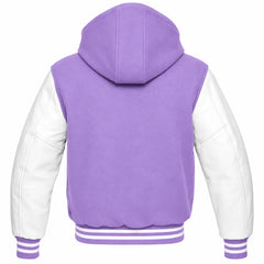 Lavender and White Hooded Varsity Jacket