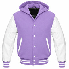 Lavender and White Hooded Varsity Jacket