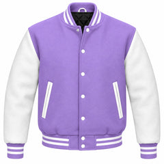 Lavender and White Wool Varsity Jacket