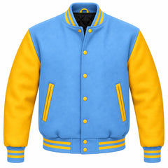 Light Blue and Gold Wool Varsity Jacket