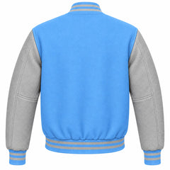 Light Blue and Grey Wool Varsity Jacket