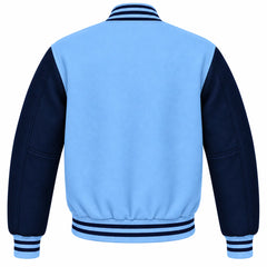 Light Blue and Navy Blue Wool Varsity Jacket