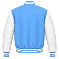 Light Blue and White Wool Varsity Jacket