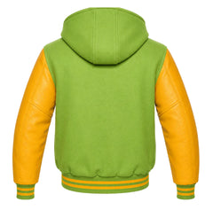 Light Green and Gold Hooded Varsity Jacket