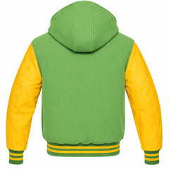 Light Green and Yellow Hooded Letterman Jacket