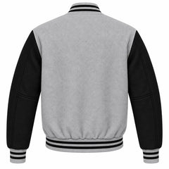 Light Grey and Black Wool Varsity Jacket