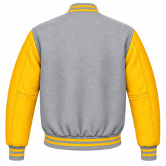 Light Grey and Gold Wool Letterman Jacket