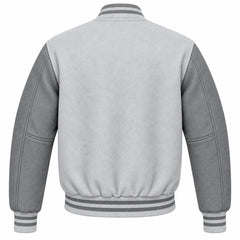 Light Grey and Grey Wool Letterman Jacket