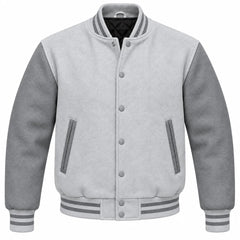 Light Grey and Grey Wool Letterman Jacket
