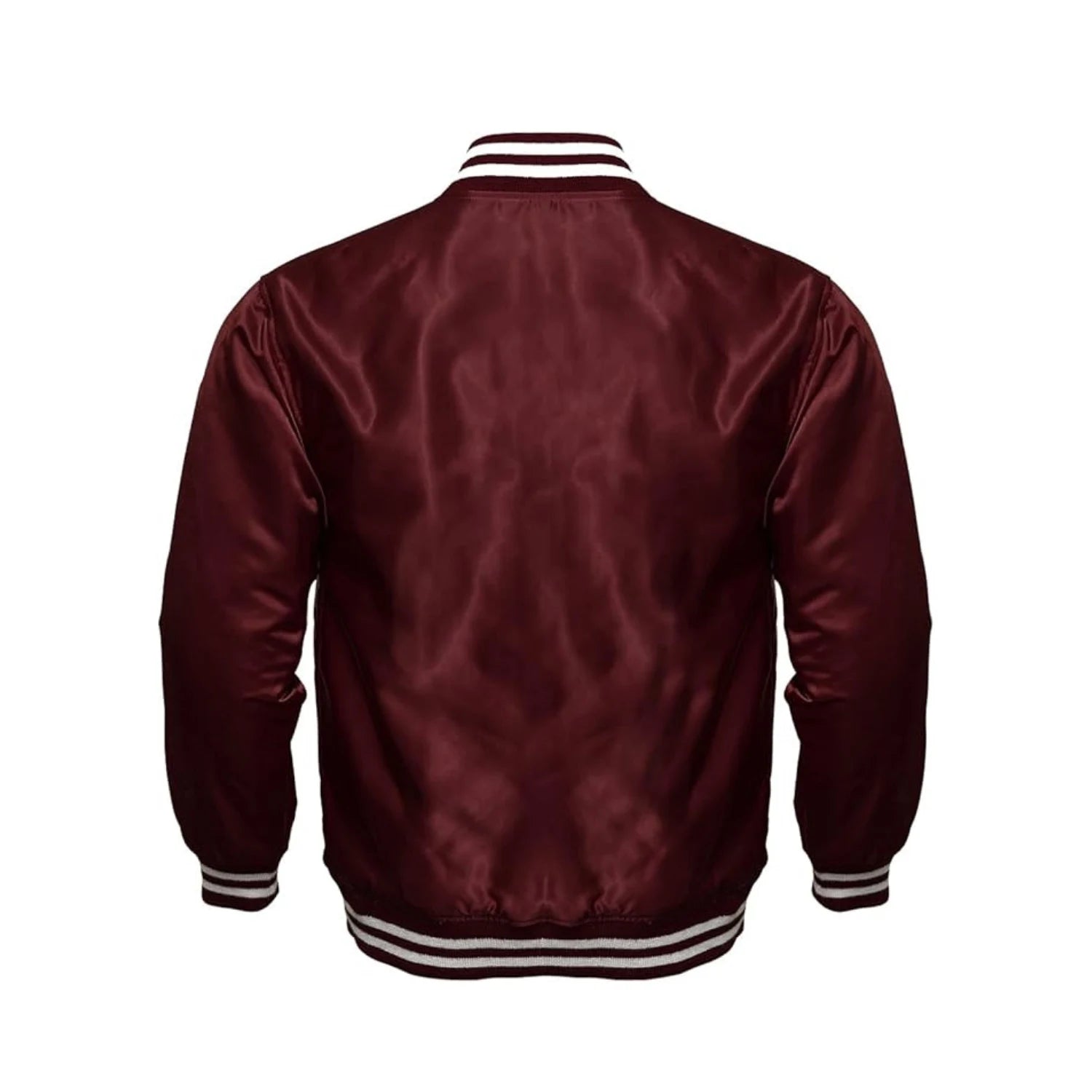 Maroon Satin Varsity Jacket Back Side