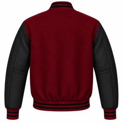 Maroon and Black Wool Letterman Jacket