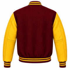 Maroon and Gold Wool Letterman Jacket