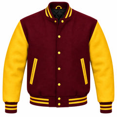 Maroon and Gold Wool Letterman Jacket