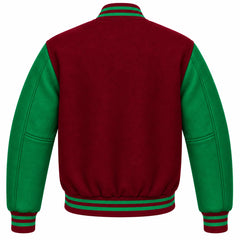 Maroon and Green Wool Letterman Jacket