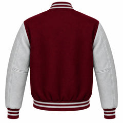Maroon and Grey Wool Varsity Jacket