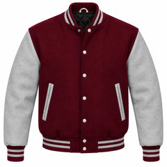 Maroon and Grey Wool Varsity Jacket