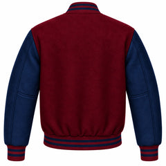 Maroon and Navy Blue Wool Varsity Jacket