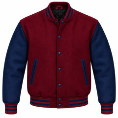 Maroon and Navy Blue Wool Varsity Jacket