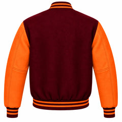 Maroon and Orange Wool Varsity Jacket
