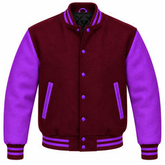 Maroon and Purple Wool Varsity Jacket
