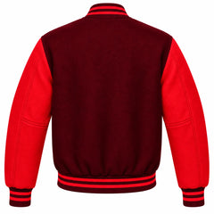 Maroon and Red Wool Letterman Jacket