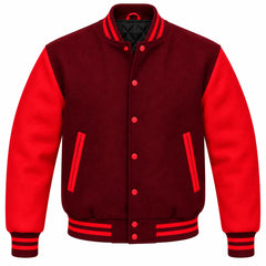 Maroon and Red Wool Letterman Jacket
