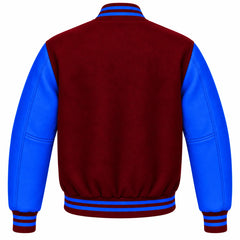 Maroon and Royal Blue Wool Varsity Jacket