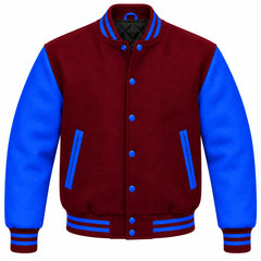 Maroon and Royal Blue Wool Varsity Jacket