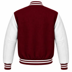 Maroon and White Wool Letterman Jacket
