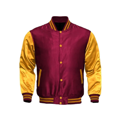 Maroon and Yellow Satin Jacket