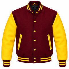 Maroon and Yellow Wool Varsity Jacket