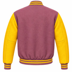 Mauve and Gold Wool Varsity Jacket