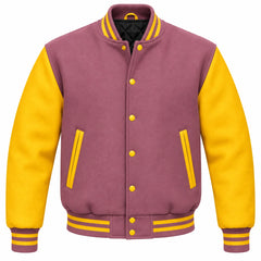 Mauve and Gold Wool Varsity Jacket